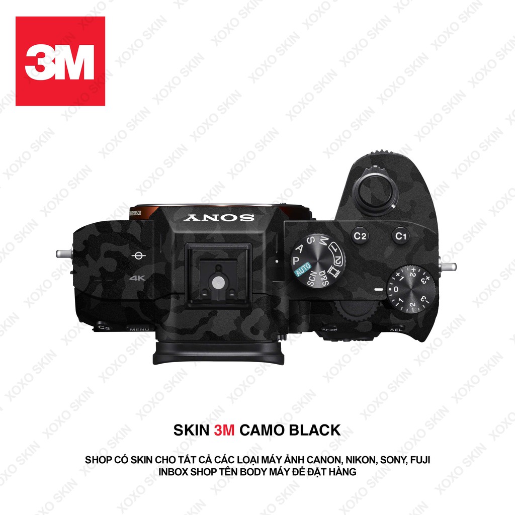 Miếng Dán Skin Máy Ảnh 3M - Mẫu Camo Black - Có Mẫu Skin Cho Sony, Canon, Nikon, Fuji