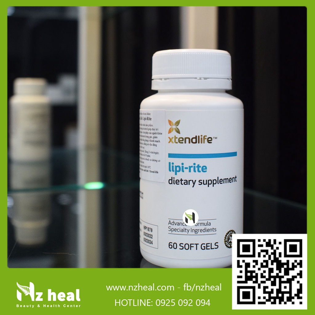 [Hỏa tốc] Viên Uống Giảm Mỡ Máu Cholesterol Xtend-Life Lipi Rite (60 Viên)