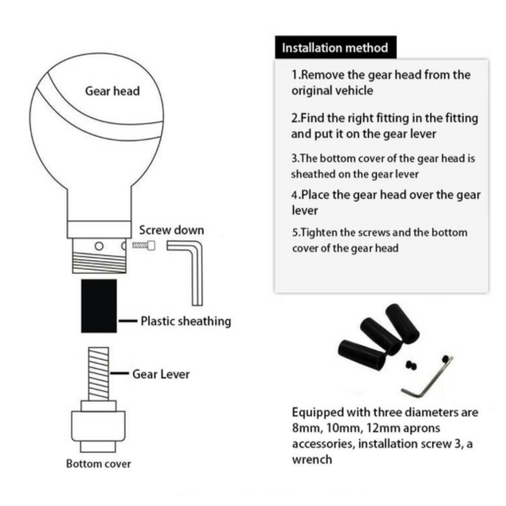 Tay nắm cần số sàn lắp cho các loại xe ô tô, Universal Car Leather Gear Shift Knob