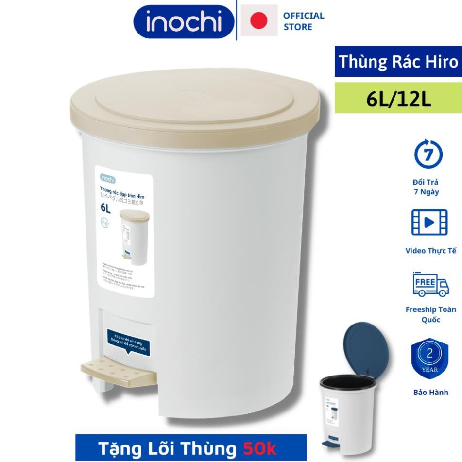 [ Có lõi] Thùng Rác Nhựa , Đạp Chân Nắp Tròn inochi 6L 12 Lít Sọt Rác Văn Phòng mini thông minh