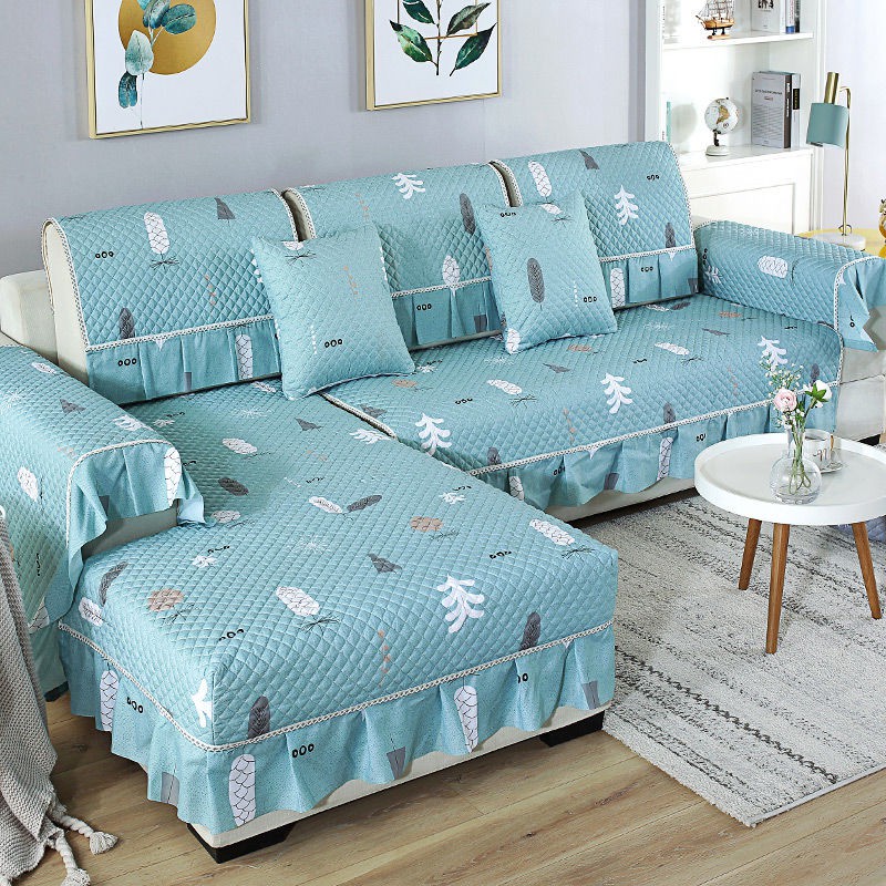 Vỏ Bọc Đệm Ghế Sofa Vải Cotton Màu Trơn Chống Trượt Phong Cách Châu Âu Đơn Giản