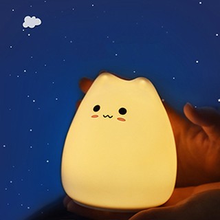 Đèn ngủ Silicon con mèo dễ thương  Mềm mại đổi màu trang trí phòng ngủ, bàn làm việc