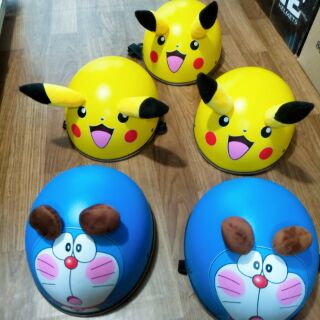 [top đồ phượt rẻ] Mũ bảo hiểm 1/2 pikachu và doremon + tai