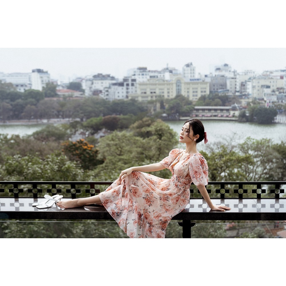 Đầm Thiết Kế Nữ Dáng Xòe HeraDG Tay Bồng Hoạ Tiết Hoa Tinh Tế, Chất Liệu Tơ Cao Cấp Mềm Mại SDPBC2093