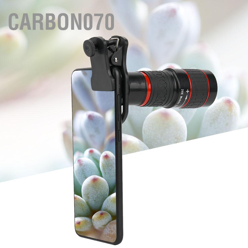 Carbon070 Ống kính tele zoom tiêu cự dài 20X có kẹp cho điện thoại thông minh Máy tính bảng màu đen