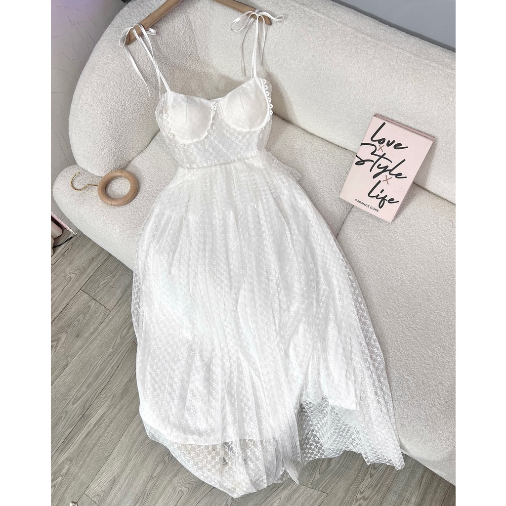 [Maxi] Đầm maxi ren dập ly 2 dây - Maxi ngọc lan