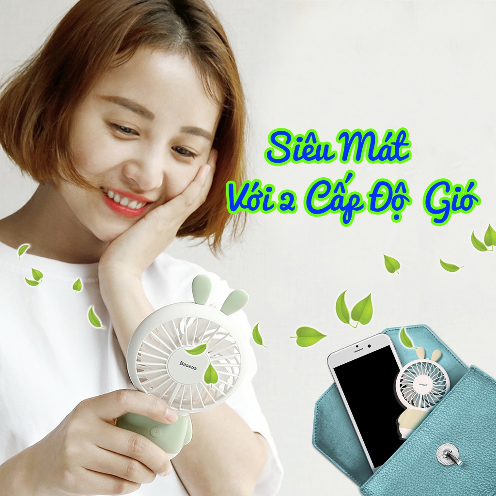 Quạt Mini Cầm Tay Tai Thỏ Siêu Mát, 2 Cấp Độ,  Có Đèn Led | BigBuy360 - bigbuy360.vn