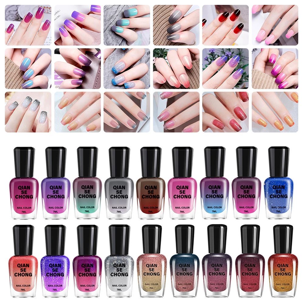 [Hàng mới về] Sơn móng tay Qian Se Chong màu gradient long lanh 7ml hợp thời trang