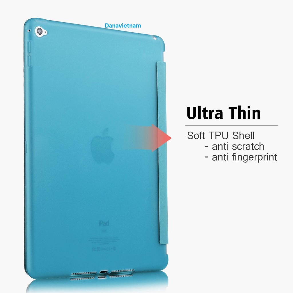 Bao da iPad New 2017/iPad Pro 9.7''/iPad Air/iPad Air 2/iPad Mini123/iPad Mini4/ iPad 234 (xanh) tặng bút cảm ứng | BigBuy360 - bigbuy360.vn