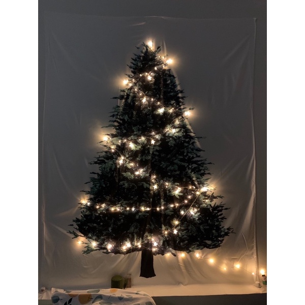 Tranh vải cây thông Noel tặng kèm đèn dây fairy