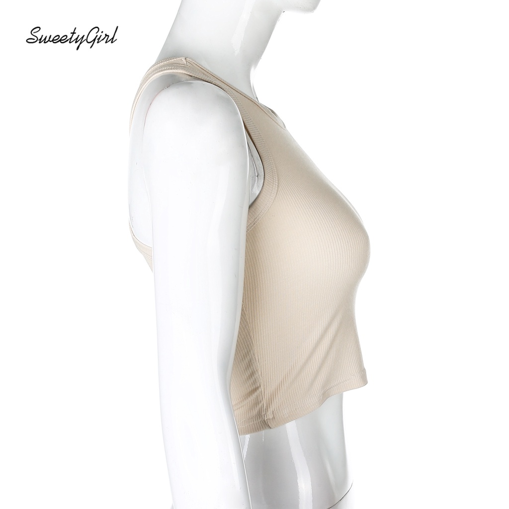 Áo Croptop Cổ Tròn Màu Trơn Dễ Phối Đồ