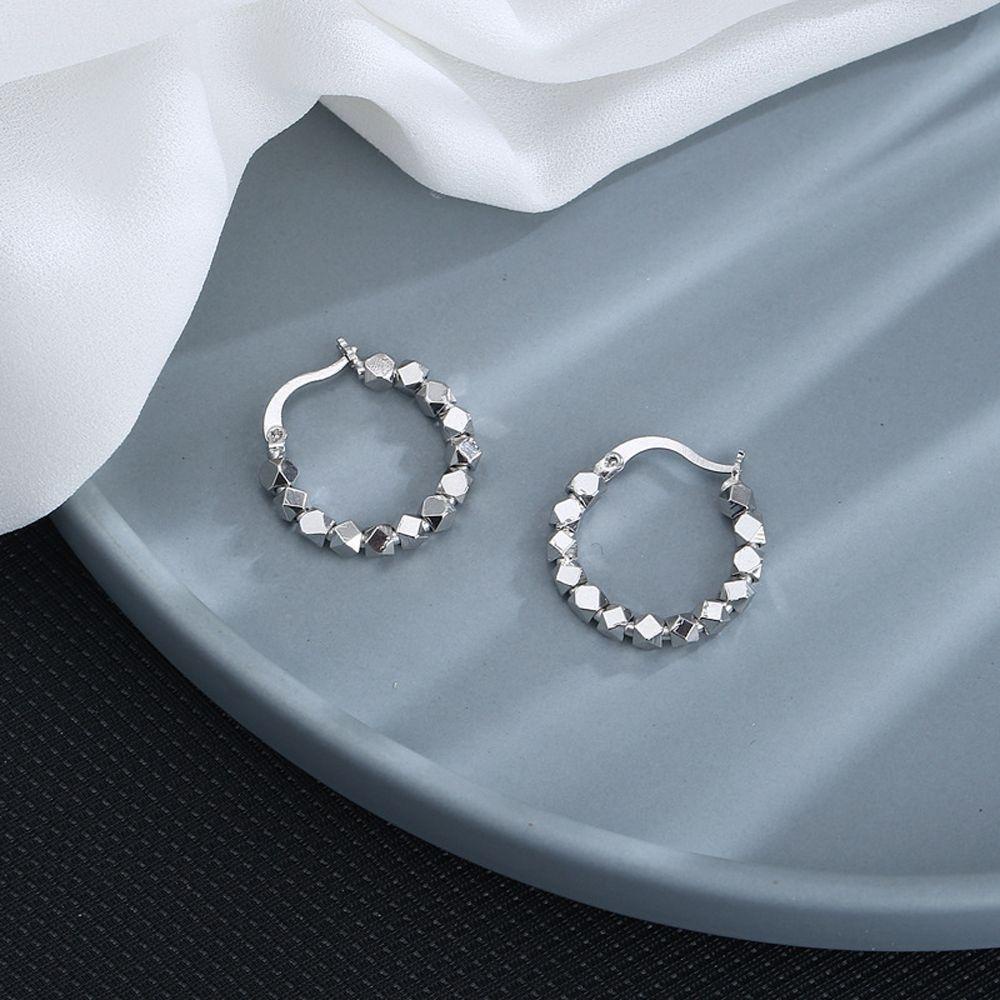 Bông Tai Hình Học Thời Trang Dành Cho Nữ|Khuyên Tai Nam Nữ Hình Khối Lập Phương Đính Hạt