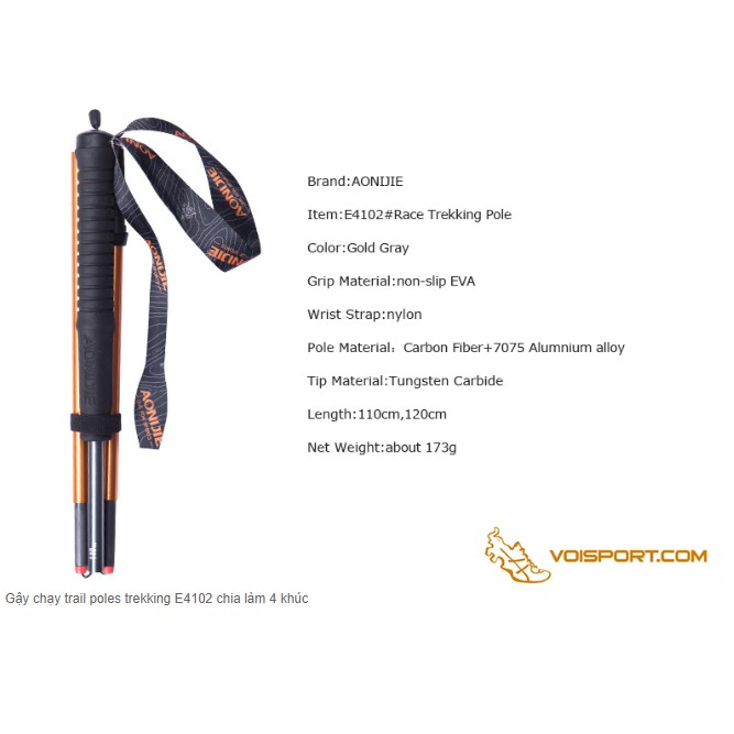 Gậy Aonijie E4102 leo núi chạy trail gấp khúc