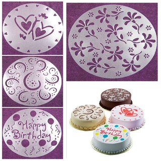 4PCS Bakery Tools Kitchen Heart Decorating Stencils Birthday Party Cake Mold