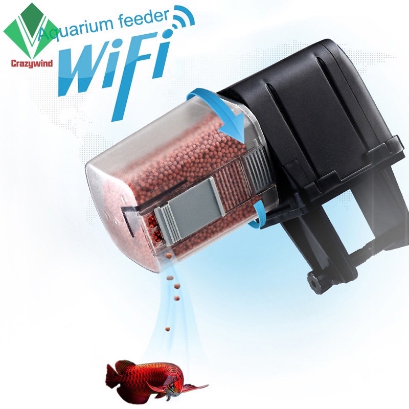 Máy cho cá ăn tự động thông minh kết nối wi-fi điều khiển từ xa . cài đặt tối đa 30 lần/1 ngày.