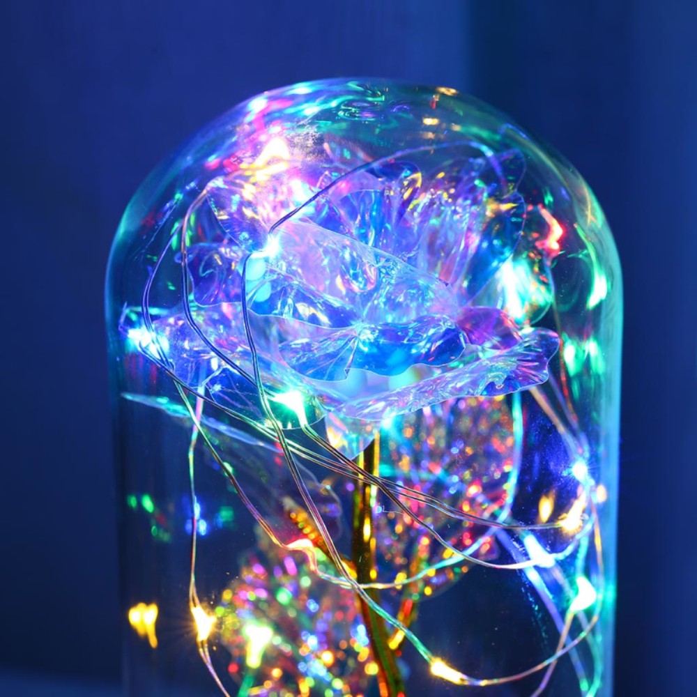 Bông Hồng Vĩnh Cửu Bằng Lá Vàng Có Đèn Led Sáng Tạo