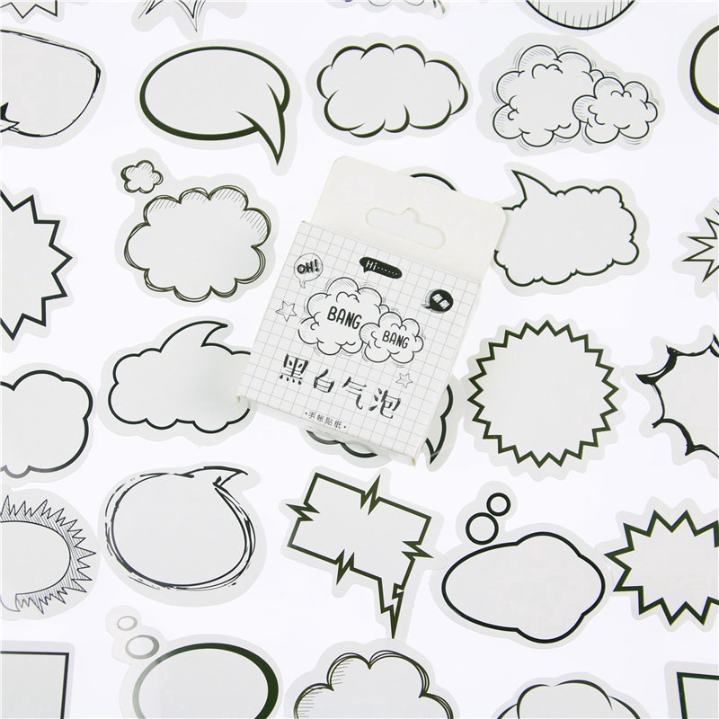 Set 45 Miếng Dán Trang Trí Sổ Tay/Nhật Ký Hình Bong Bóng Dễ Thương DIY