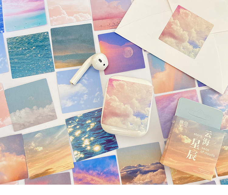 Flowertree Sticker Set 46 nhãn dán trang trí hình sao trời và biển cả dùng trang trí tập sách