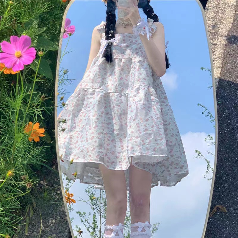 NRVP Đầm nữ không tay in họa tiết hoa thời trang