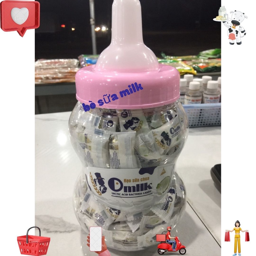Bình kẹo sữa chua Omilk - Đồ ăn vặt yêu thích