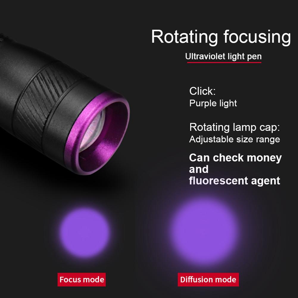 Đèn pin Flash UV 395nm LED Mini đa năng tiện lợi