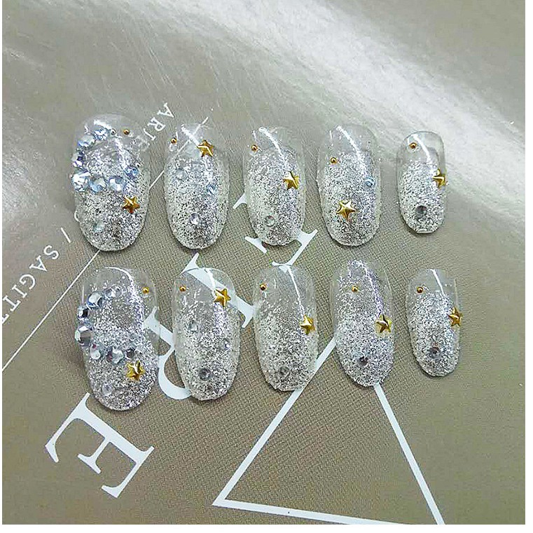 Bộ nail, sticker 24 móng tay in hình hoa văn 3D sang chảnh