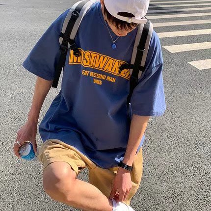 Áo Thun Tay Ngắn Dáng Rộng In Chữ Thời Trang Mùa Hè Cho Nam Size M-5XL