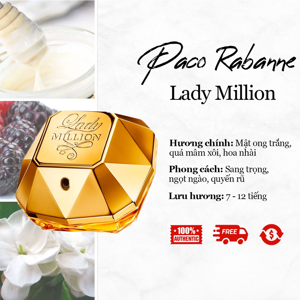 Nước hoa nữ Paco Rabanne Lady Million EDP mẫu thử 5ml, 10ml - Sang Trọng | Ngọt Ngào
