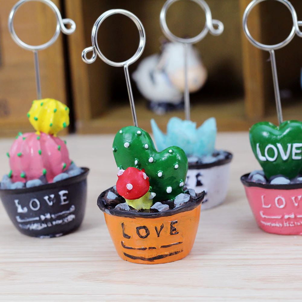 Cây xương rồng mini giả dễ thương kẹp ảnh để bàn trang trí nhà cửa