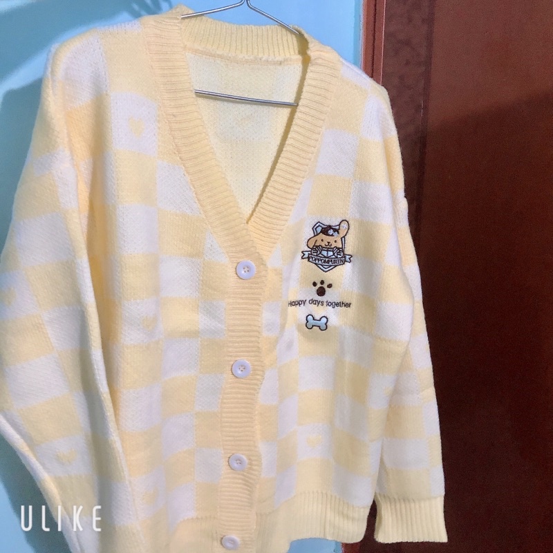 Áo khoác cardigan Purin màu vàng pastel