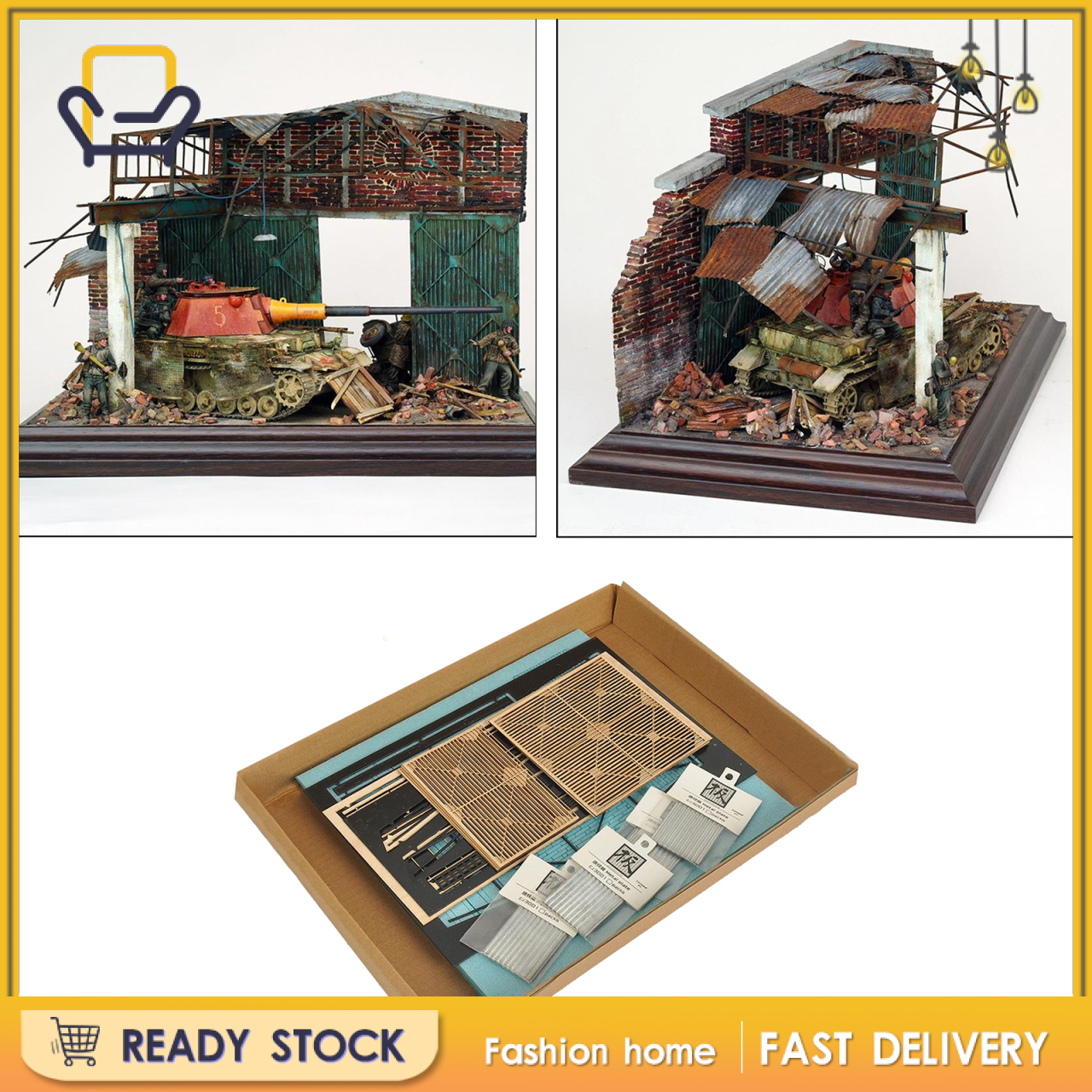 【Fashion home】1:35 DIY Dioramas Building Model Kits,Architecture Ruins House Scene Layout