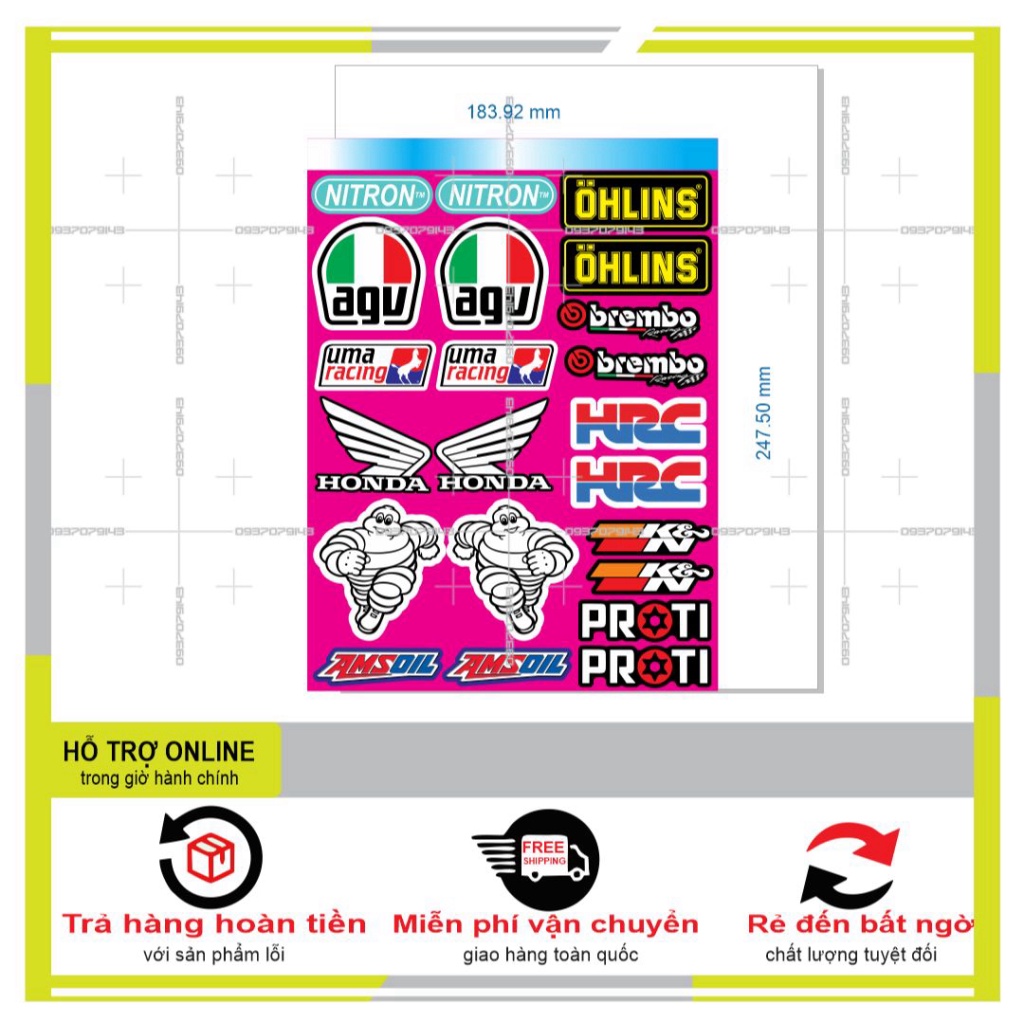 LOGO STICKER HỒNG MICHILIN UMA HRC - SHINDECAL2