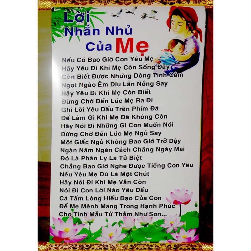 Tranh chữ về ýl nghĩa cuộc sống treo nẹp gỗ