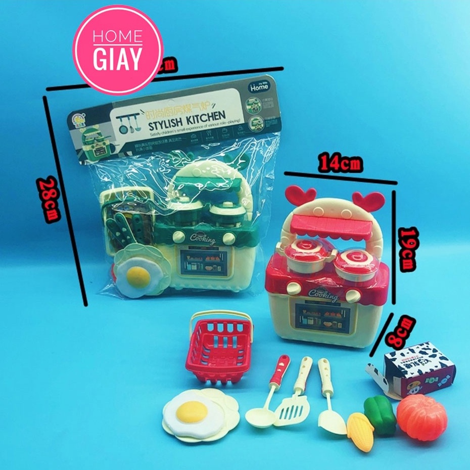 Bộ đồ chơi nấu ăn nhà bếp cho bé gái home giay nhiều chi tiết nhựa nguyên sinh an toàn