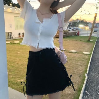 [ ảnh thật] ÁO CROPTOP VIỀN REN