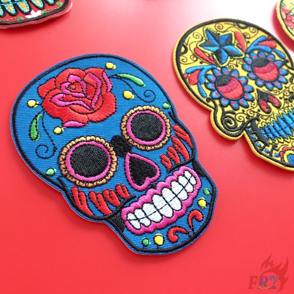 ☸ Punk - Colorful Skeleton Patch ☸ 1Pc Skull Diy Sew on Iron on Badges Patches （Skull - Series 05）