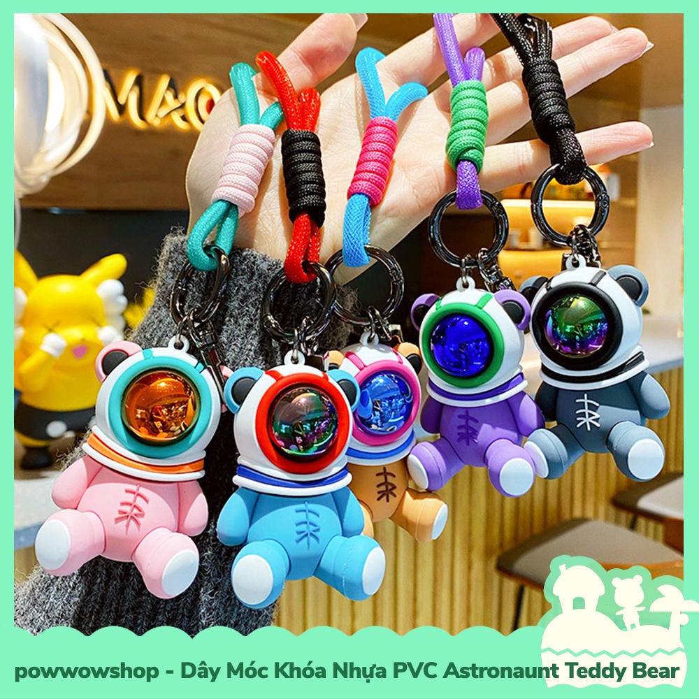 [Sẵn VN - Hỏa Tốc] Dây Móc Khóa Nhựa PVC Mẫu Teddy Bear Astronaunt Phi Hành Gia Nhiều Màu