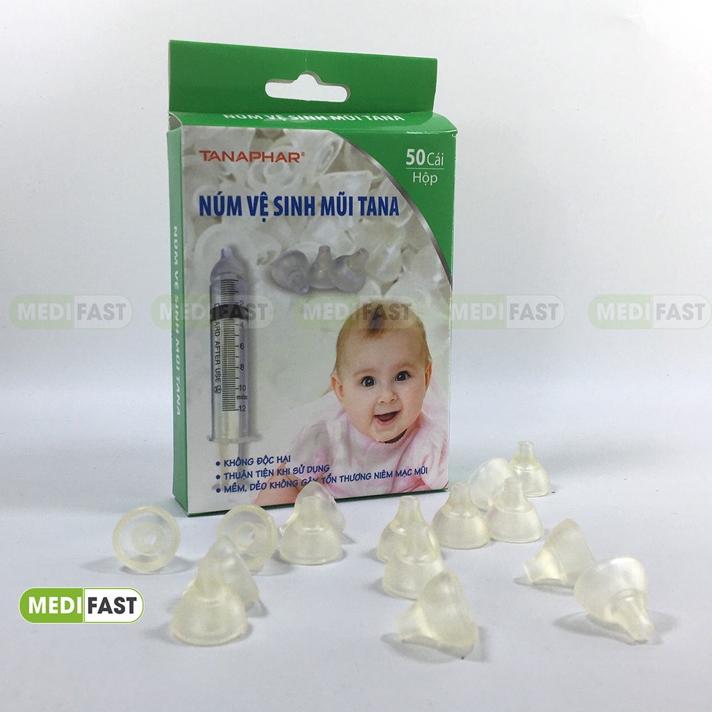Hộp 50 núm Vệ sinh mũi cho trẻ Silicon Tana - An toàn - Không gây đau cho bé dùng được cho người lớn