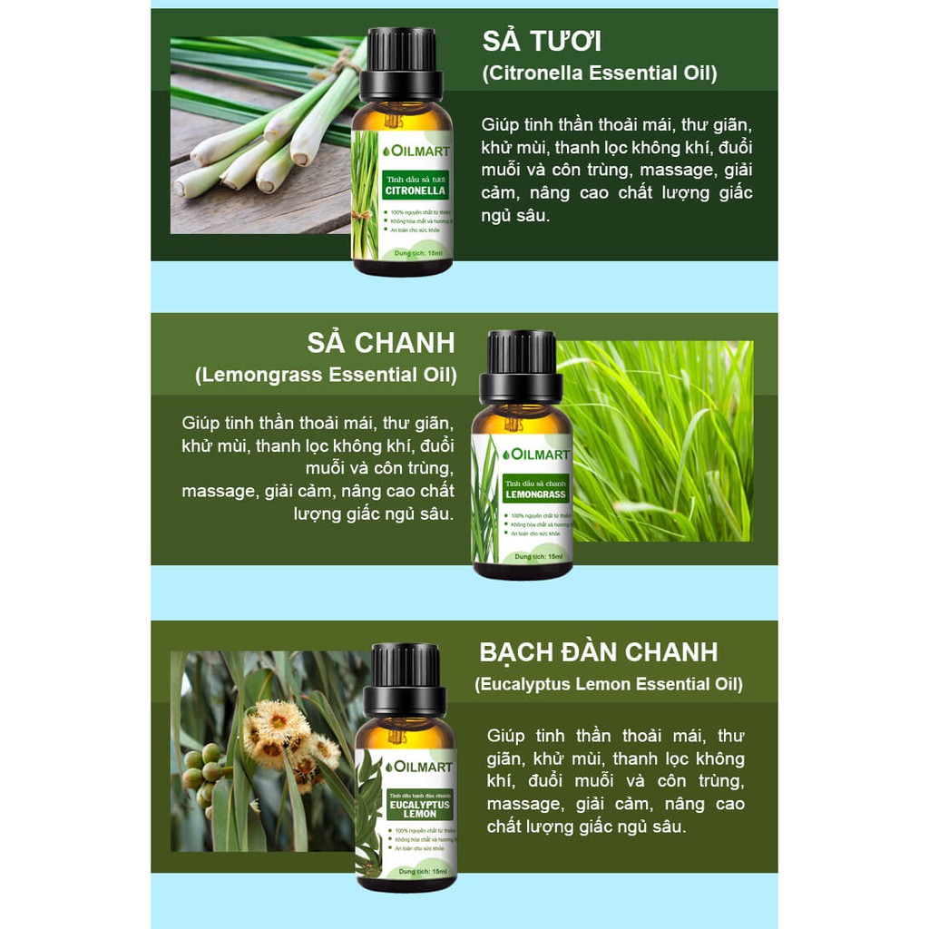 Tinh Dầu Thiên Nhiên Sả Chanh Oilmart Essential Oils Lemongrass