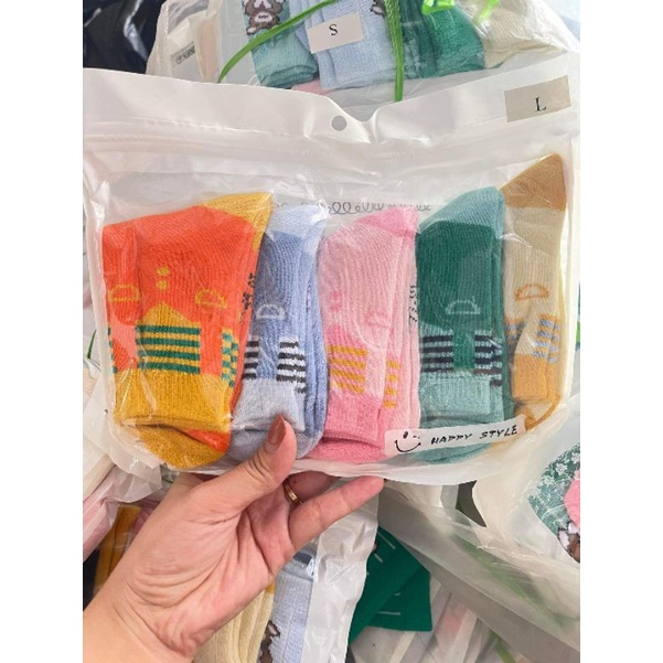 Set 5 đôi tất len trẻ em, tất nam nữ loại đẹp (Tất dệt kim)