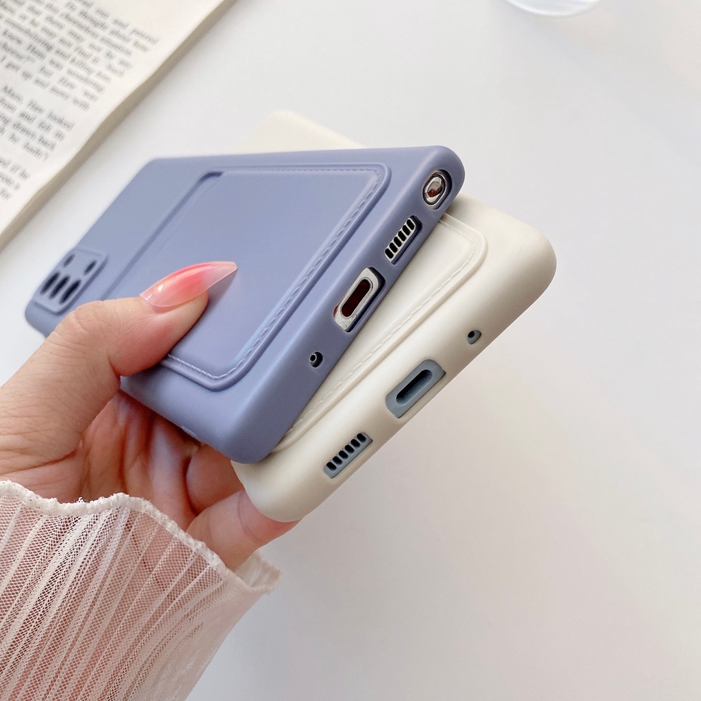 Ốp điện thoại silicon mềm tích hợp ví đựng thẻ và giá đỡ dành cho Samsung Galaxy Note 20 Ultra A32 A12 A51 A71 A02