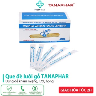 Que đè lưỡi gỗ Tana tiệt trùng - Hộp 100 que an toàn - Tanaphar