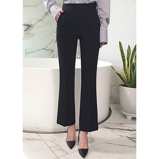 [ Mã FAMAYWA giảm 10K đơn 50K] quần Tây nữ ống loe chất liệu tuyết mưa