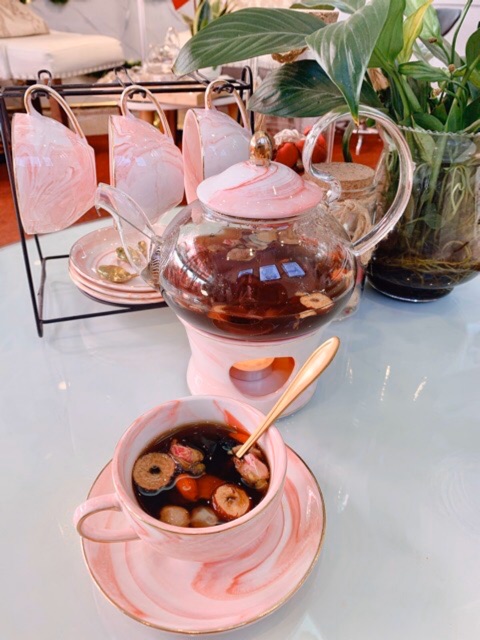 Bộ ấm trà đế nến lõi sứ bình thủy tinh phong cách vintage - VS24