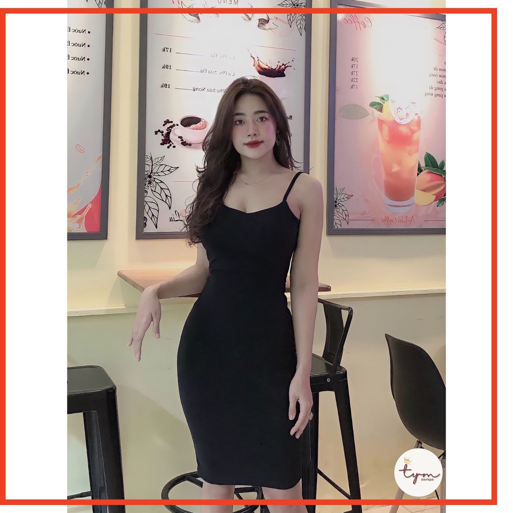Đầm thun ôm body hai dây, thiết kế xoắn dây hở lưng quyến rũ | Free size (40-55kg) - TYM04