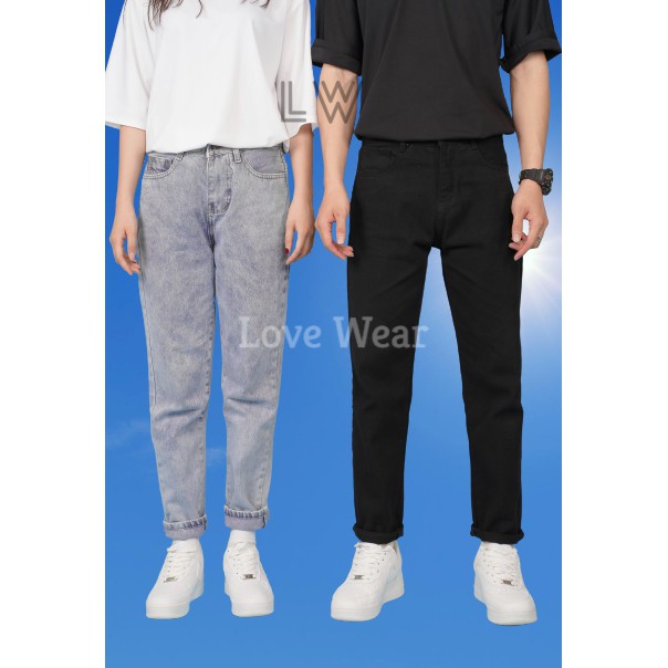 Quần jean, ống suông, baggy, set Đồ đôi jeans nam nữ tặng ngay, áo thun Unisex, COUPLE, HOT TREND phong cách Hàn Quốc LW