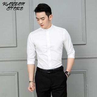 ÁO sơ mi cổ trụ cổ tàu cao cấp form Hàn Quốc KAYDEN