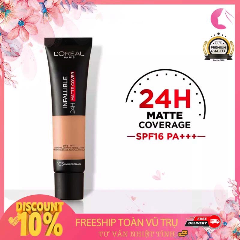 KEM NỀN LÂU TRÔI L'Oreal Paris SPF16 30ml INFALLIBLE 24H MATTE COVER