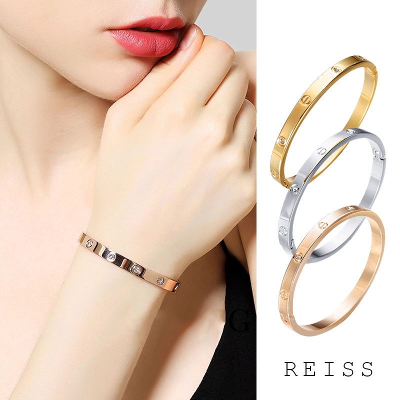 Vòng Đeo Tay Bằng Thép Titan 18K Đính Kim Cương Phong Cách Thanh Lịch Dành Cho Nữ