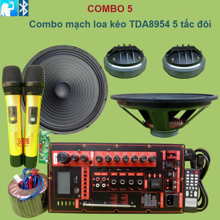 Combo mạch loa kéo 2 kênh TDA8954 5 tấc đôi